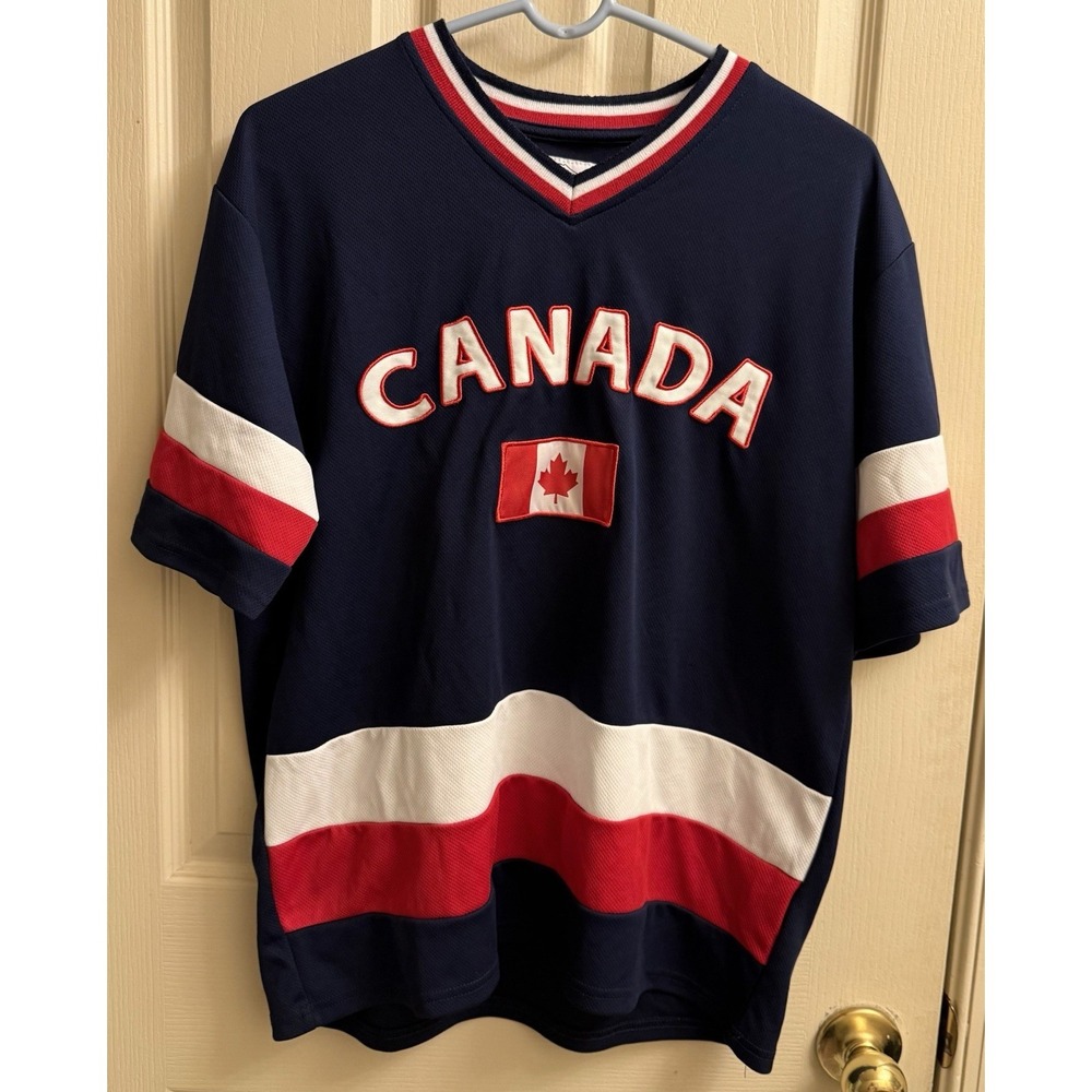 Team Canada Stitched Jersey Shirt - Navy Blue‎ Snowcap Mens Size Medium EUC
